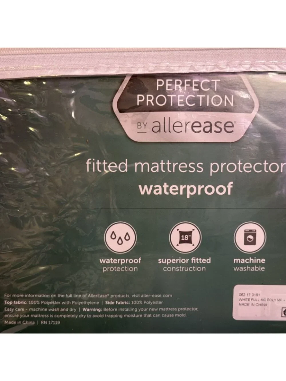 AllerEase Full Size Perfect Waterproof Fitted Mattress Protector New